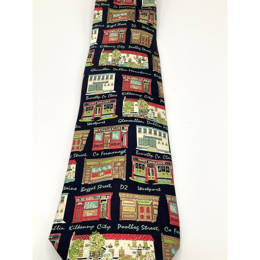 Traditional Craft Pubs of Ireland Silk Tie 59 x 4 Blue Kilkenny Westport Beer - Picture 2 of 6